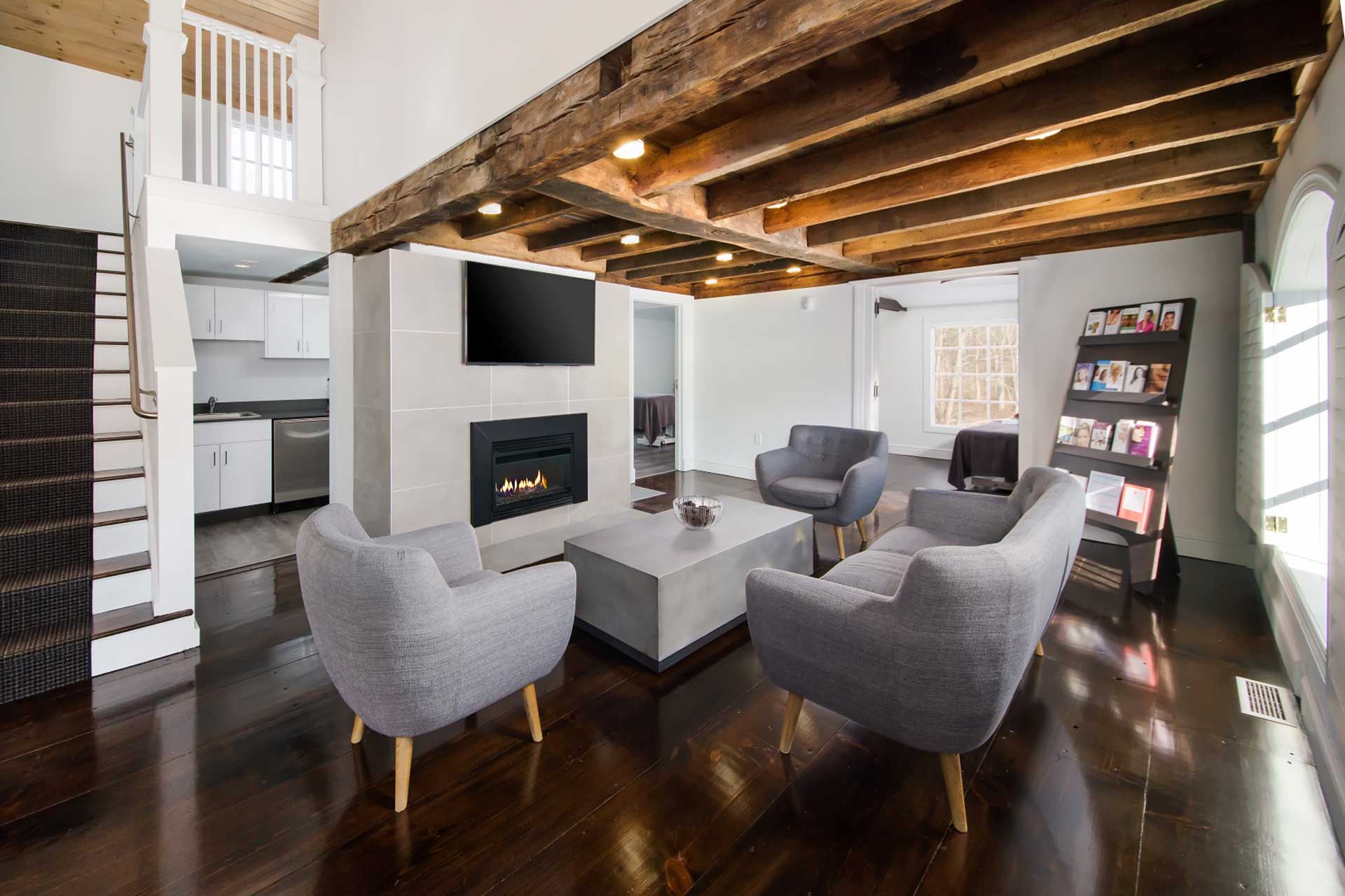 For Immediate Release | Patriquin Architects turned an historical post-and-beam timber house and adjoining barn into Esana Plastic Surgery Center and MedSpa in Guilford, CT.